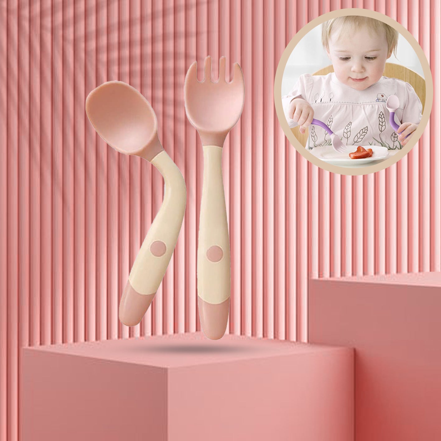 Silicone Bendable Soft Fork Spoon for Baby