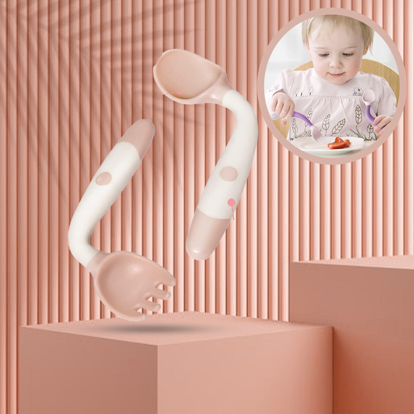 Silicone Bendable Soft Fork Spoon for Baby